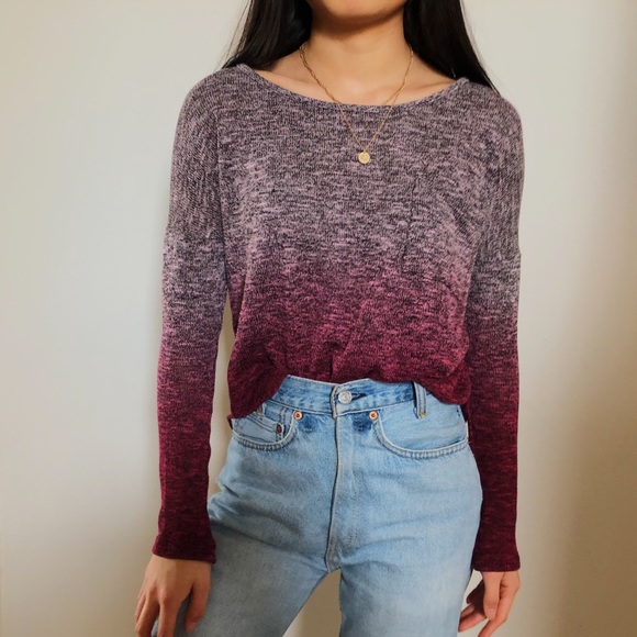 Foreign Exchange Purple Knit Ombre Sweater - Picture 4 of 4